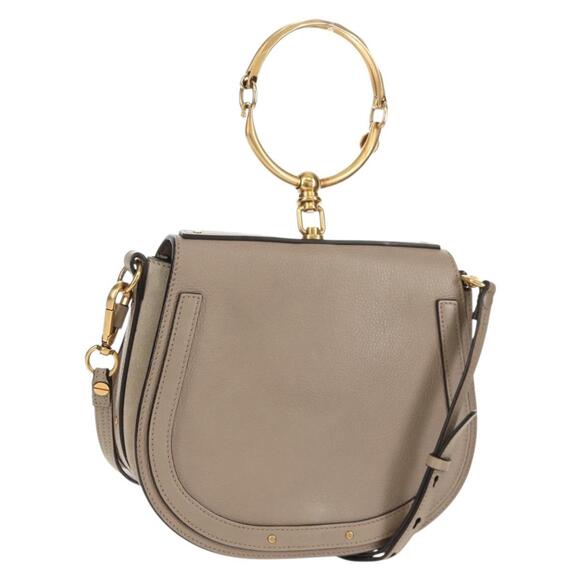 Chloe Handbags - Chloe Nile Medium Bracelet Shoulder Bag Leather Beige Gold Auth 157808